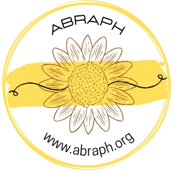 Selo da ABRAPH, com flor dourada e a inscrição www.abraph.org